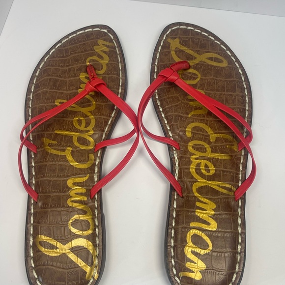 Sam Edelman Gerianne Leather Flip Flops Thongs Size 6 - Red LEATHER Classic Boho - Picture 2 of 11